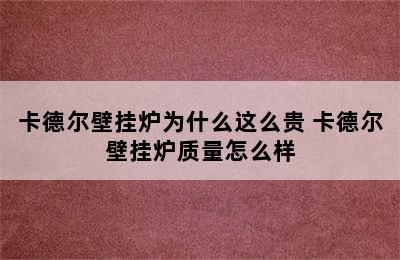 卡德尔壁挂炉为什么这么贵 卡德尔壁挂炉质量怎么样